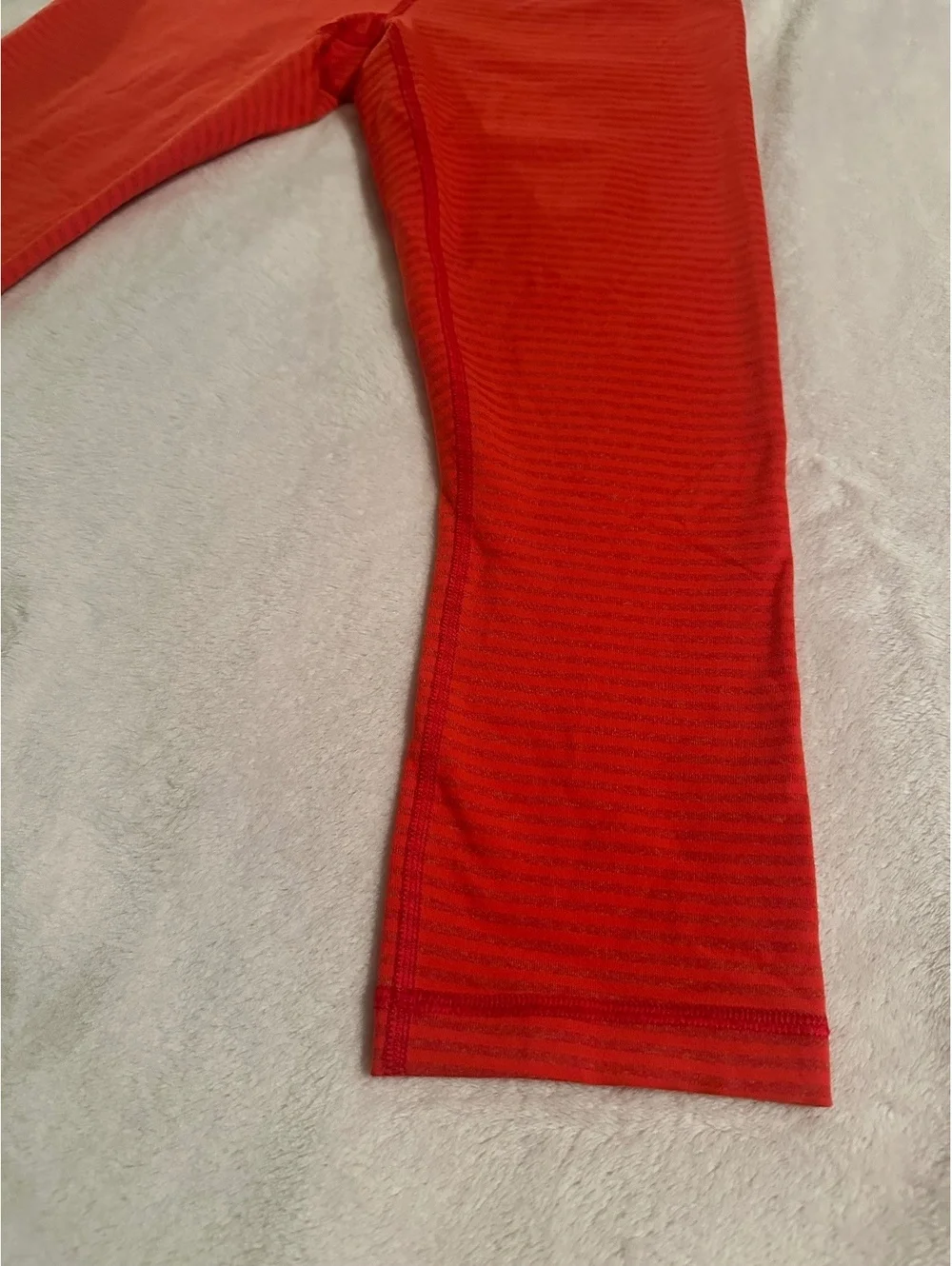 Lululemon Cropped Athletic Leggings - Heathered Striped Orange / Red - Size 6
